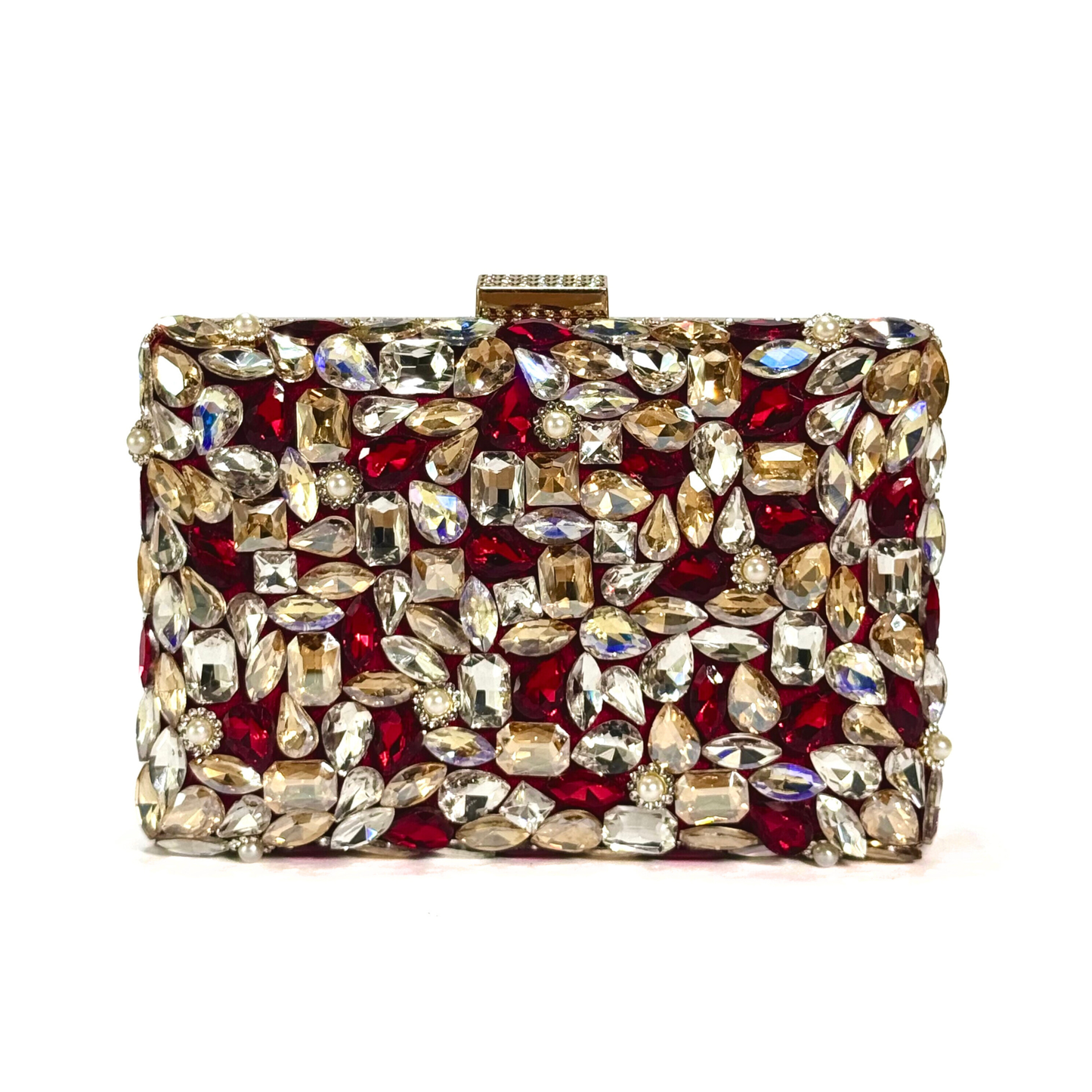 Crystal Embellished Clutch (D1 Maroon)