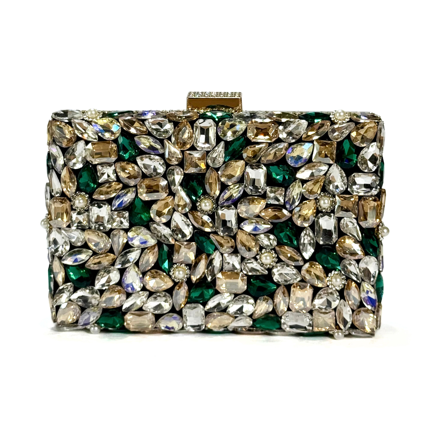 Crystal Embellished Clutch (D1 Dark Green)