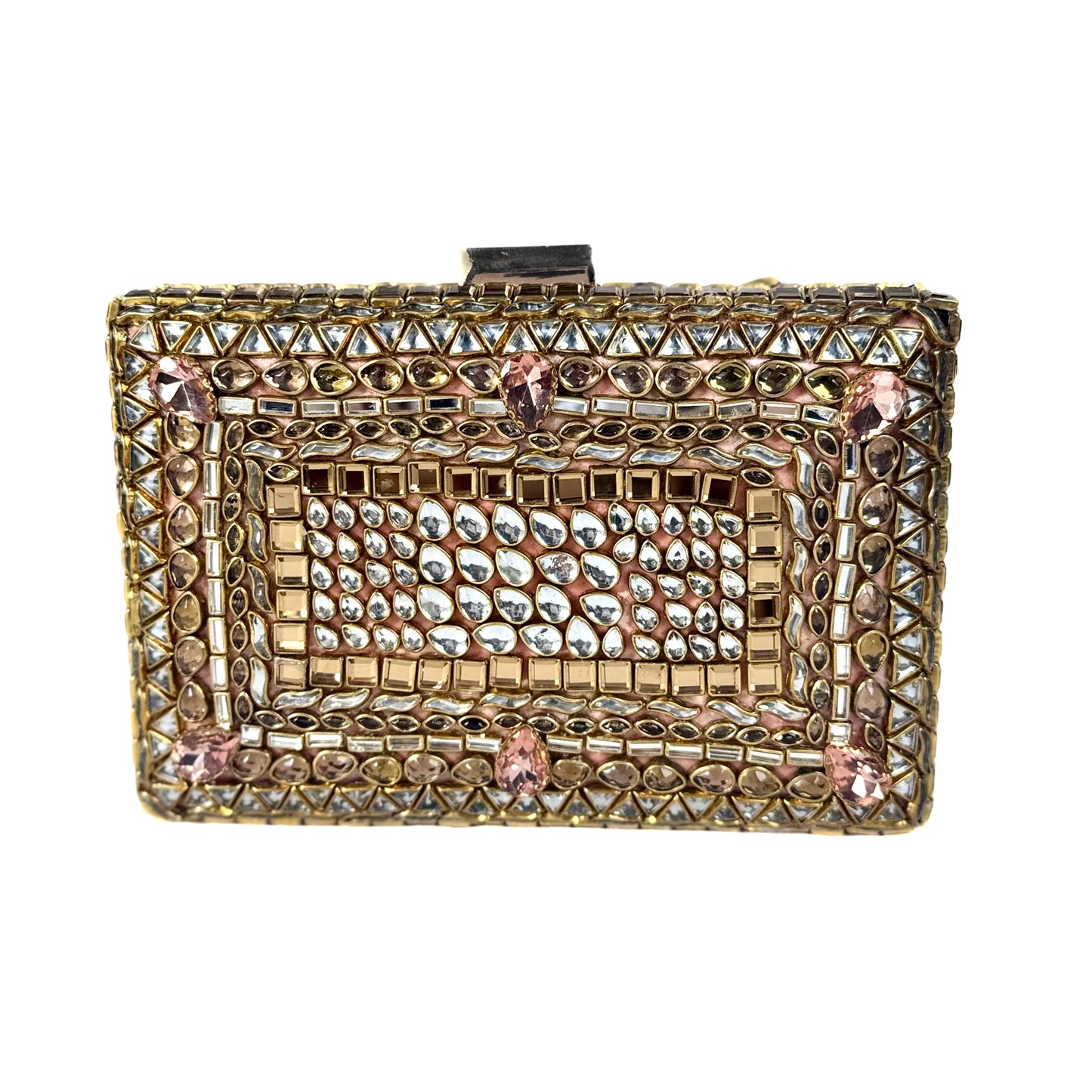 Kundan Jewel Clutch (Peach)