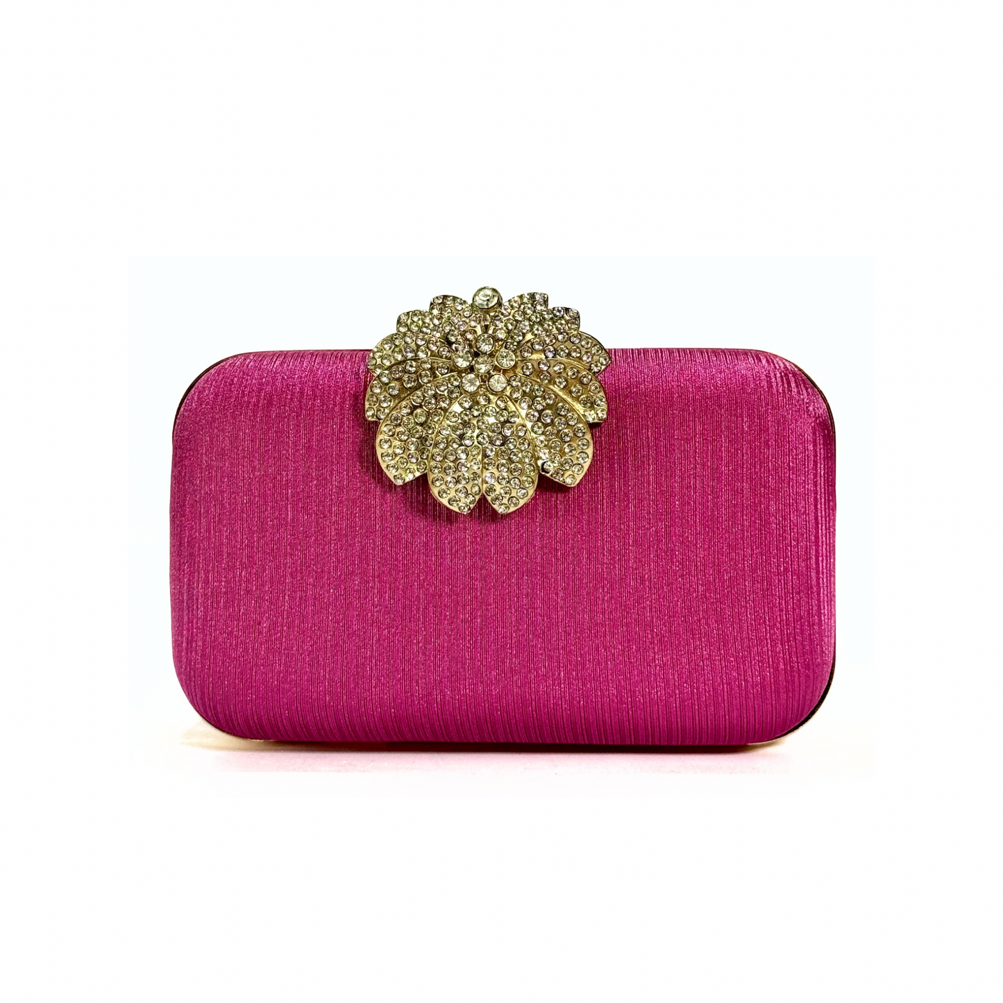 Crystal Bloom Brooch Clutch (Pink)