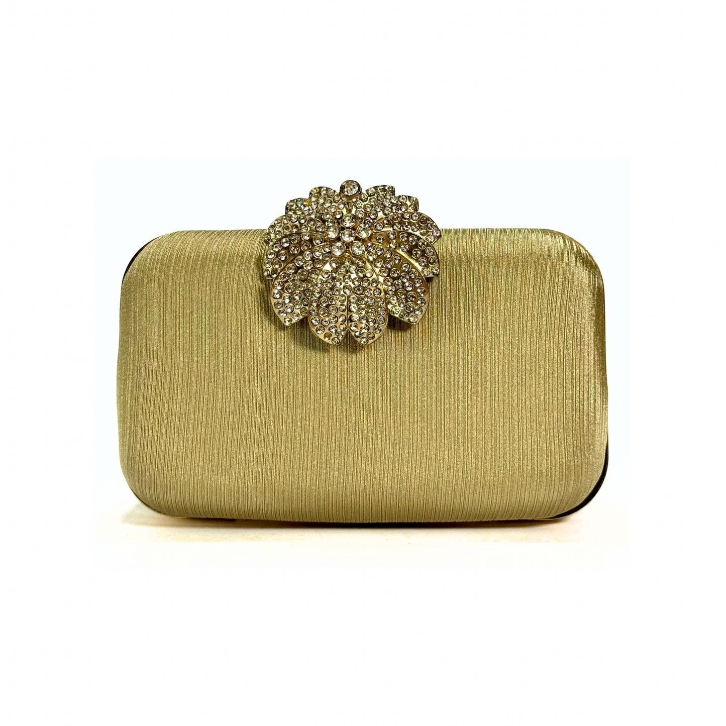 Crystal Bloom Brooch Clutch (Golden)