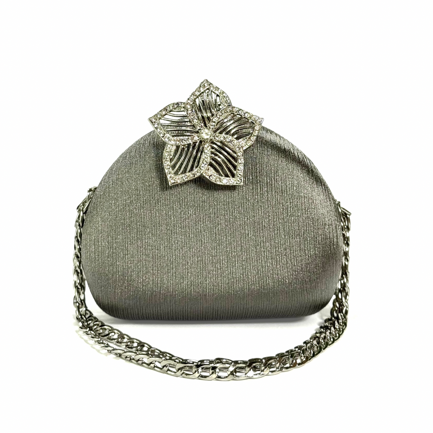 Silver Sparkle Bloom Clutch (Grey)
