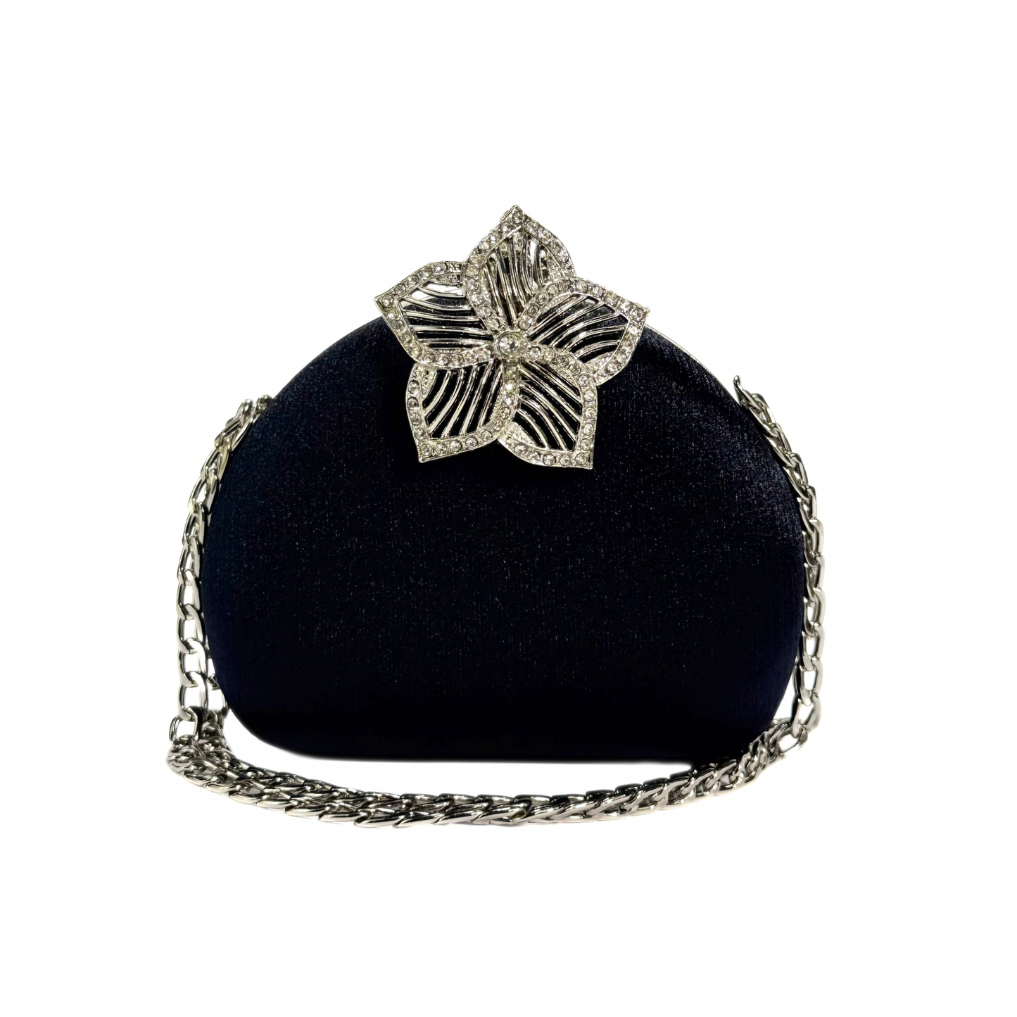 Silver Sparkle Bloom Clutch (Black)