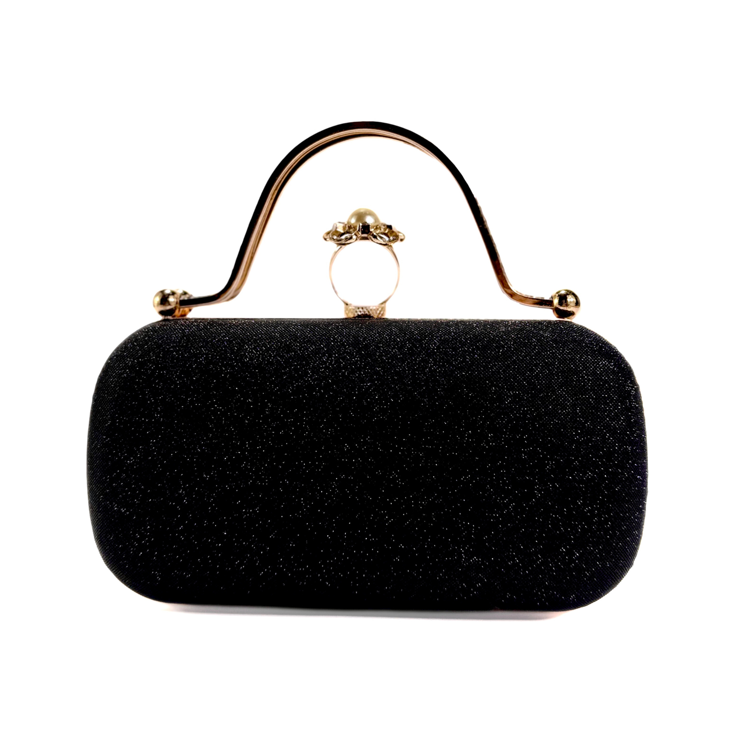 Pearl Clasp Ring Clutch (Black)