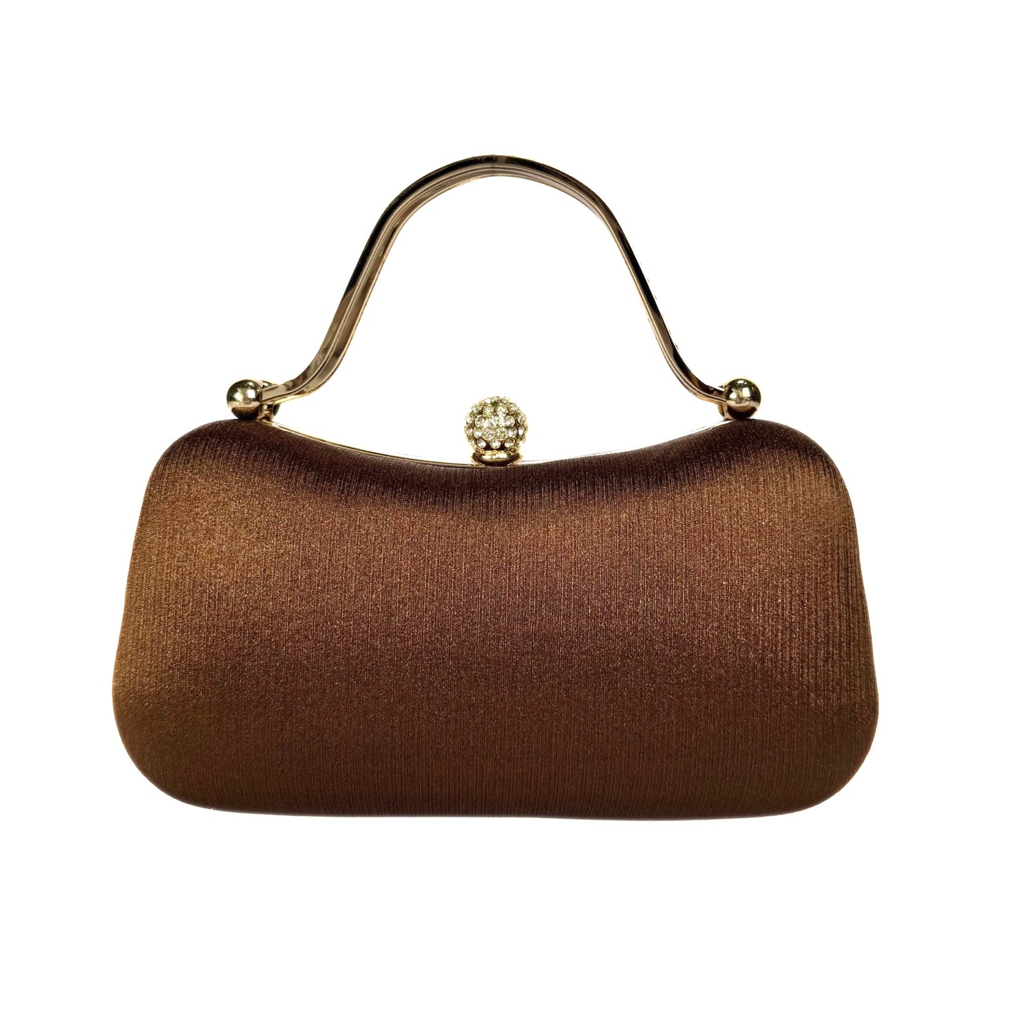 Crystal Sphere Clasp Clutch (Brown)