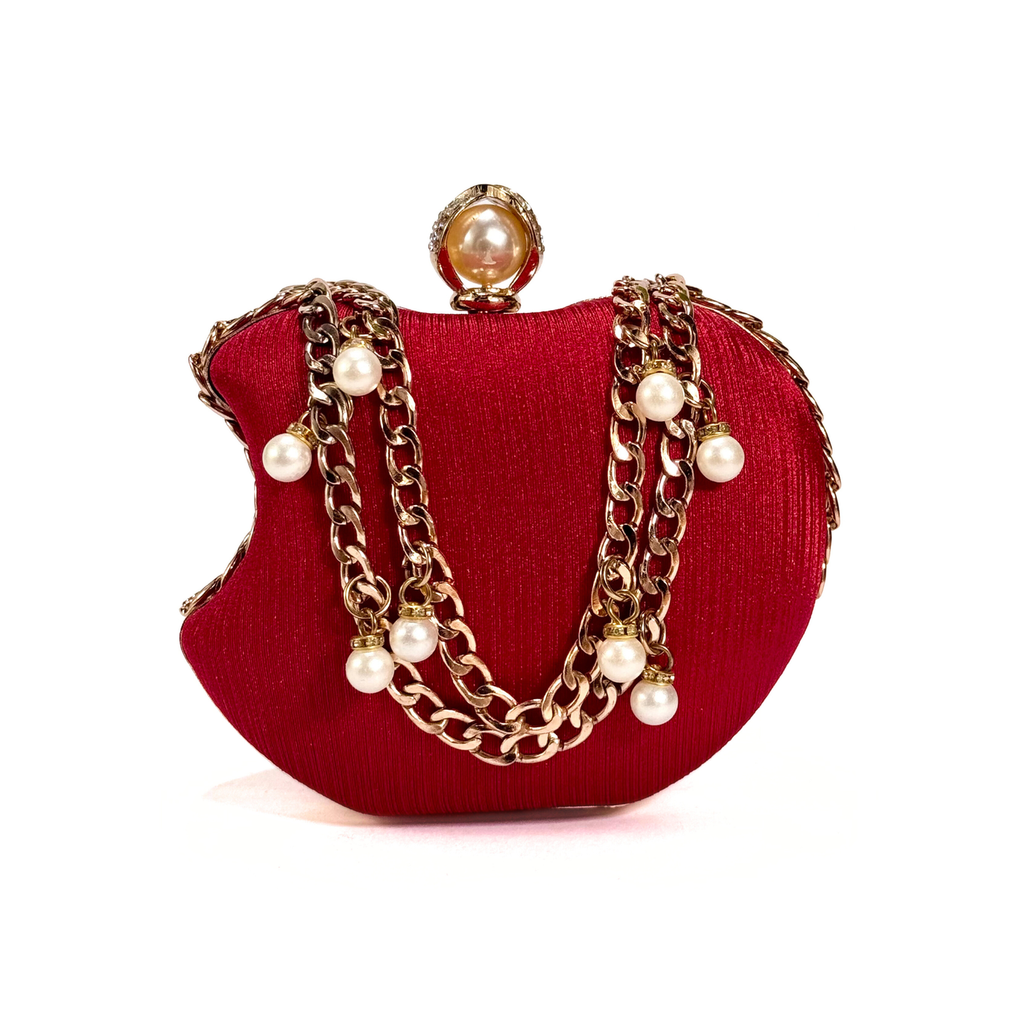 Luxury Apple Shape Party Clutch (Red)