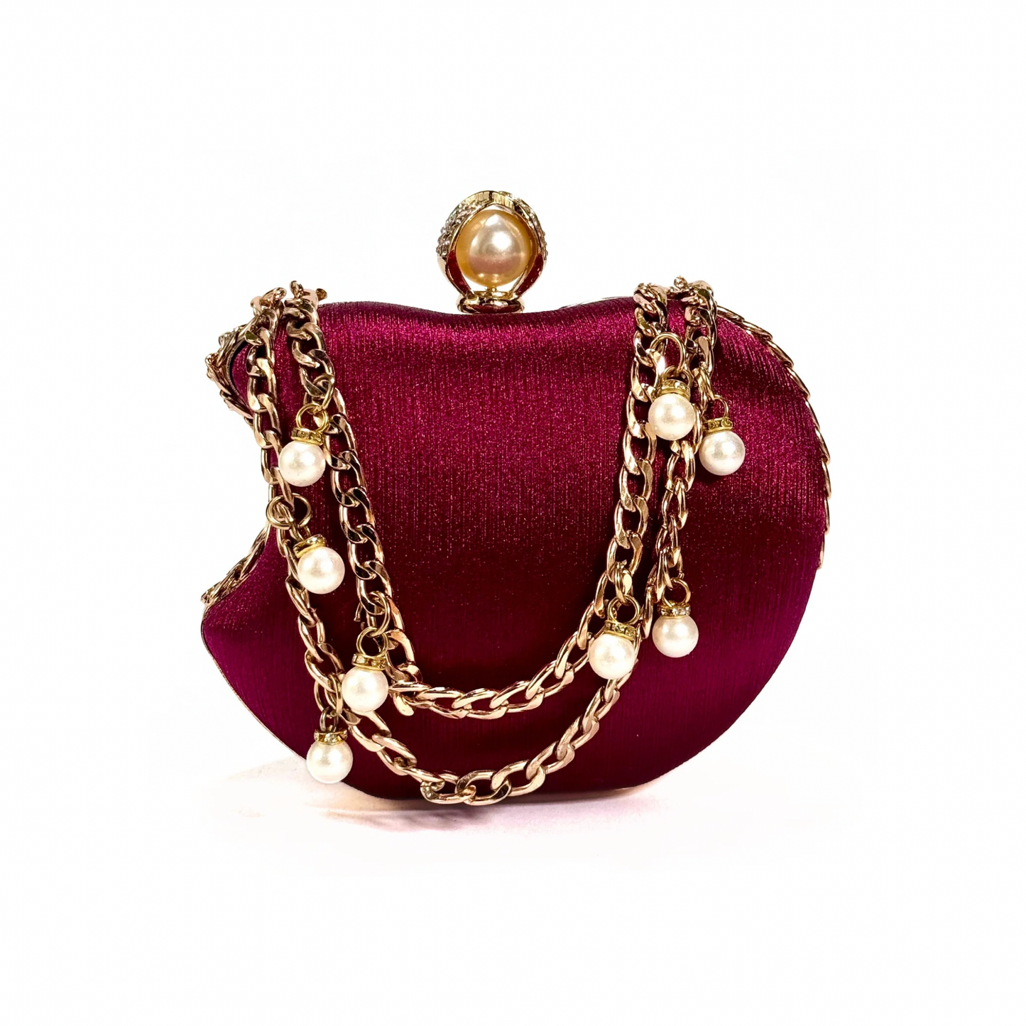 Luxury Apple Shape Party Clutch (Maroon)