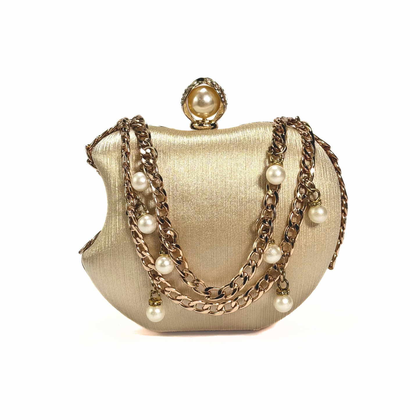 Luxury Apple Shape Party Clutch (Beige)