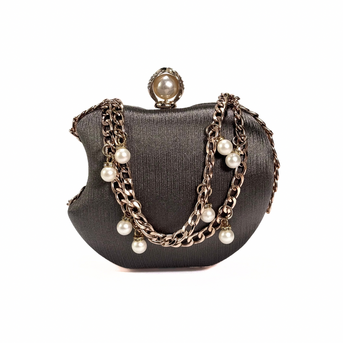 Luxury Apple Shape Party Clutch (Grey)