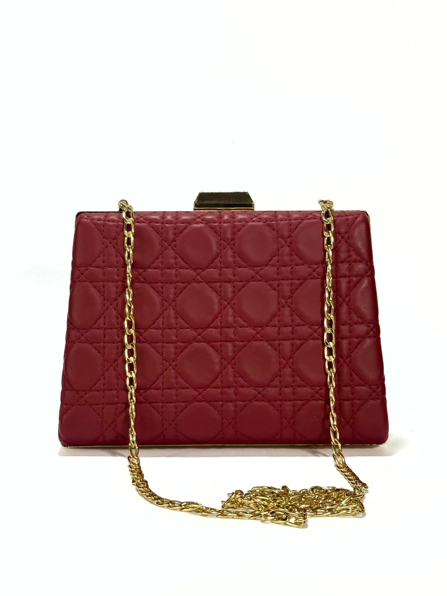 Luxury Quilted Clutch (Maroon)