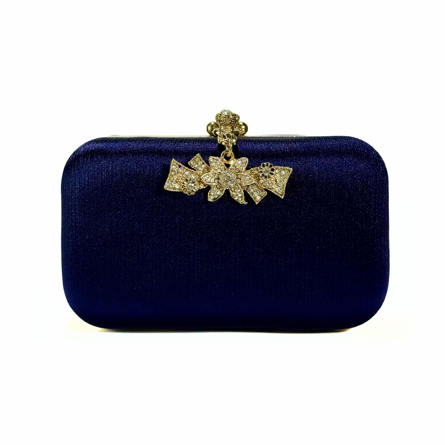 Flower Hanging Brooch Clutch (Navy Blue)