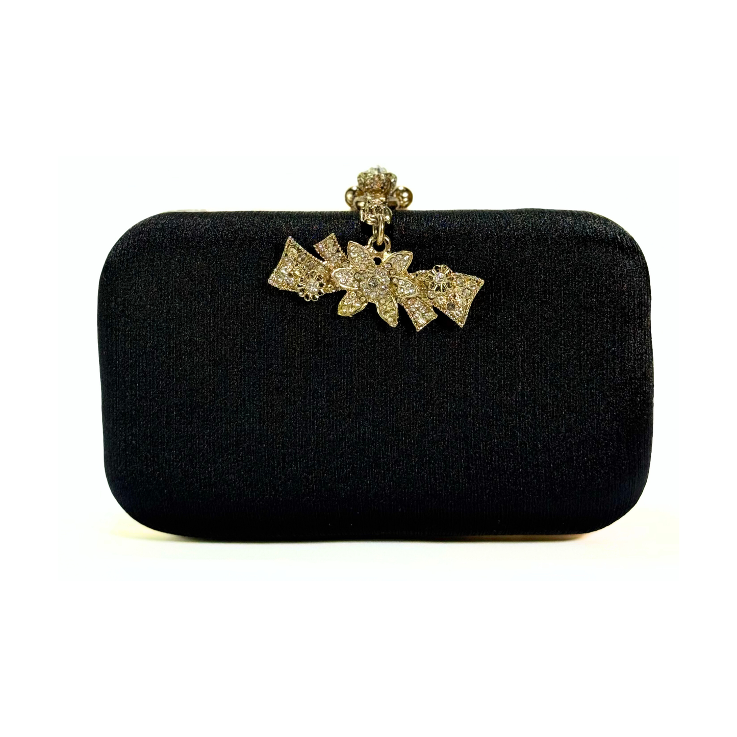 Flower Hanging Brooch Clutch (Black)