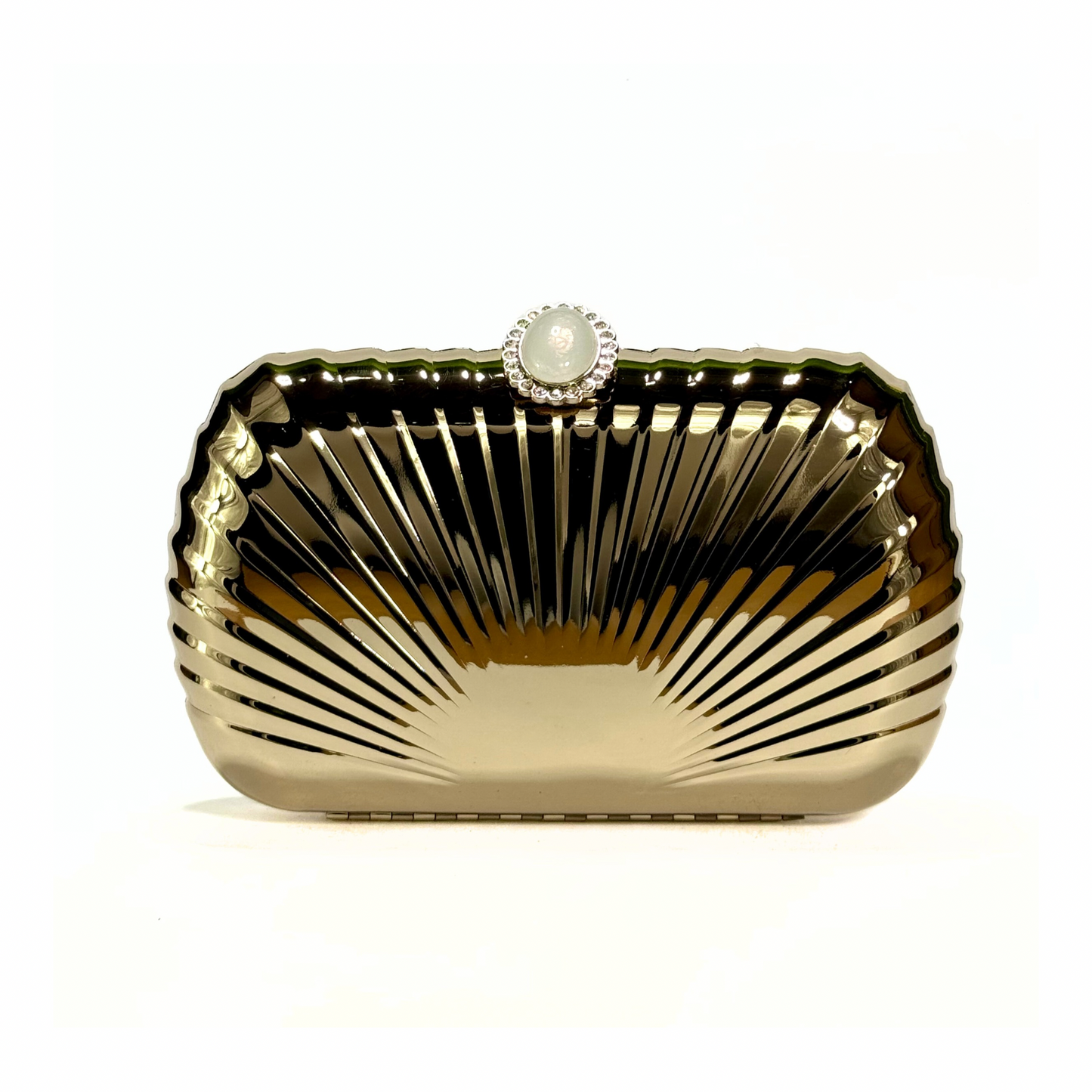 Glamshell Metallic Clutch