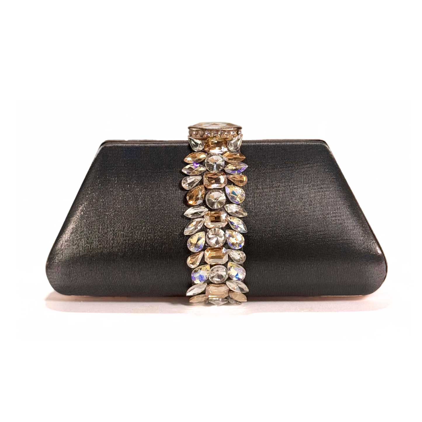 Midnight Crystal Embellished Clutch (Grey)