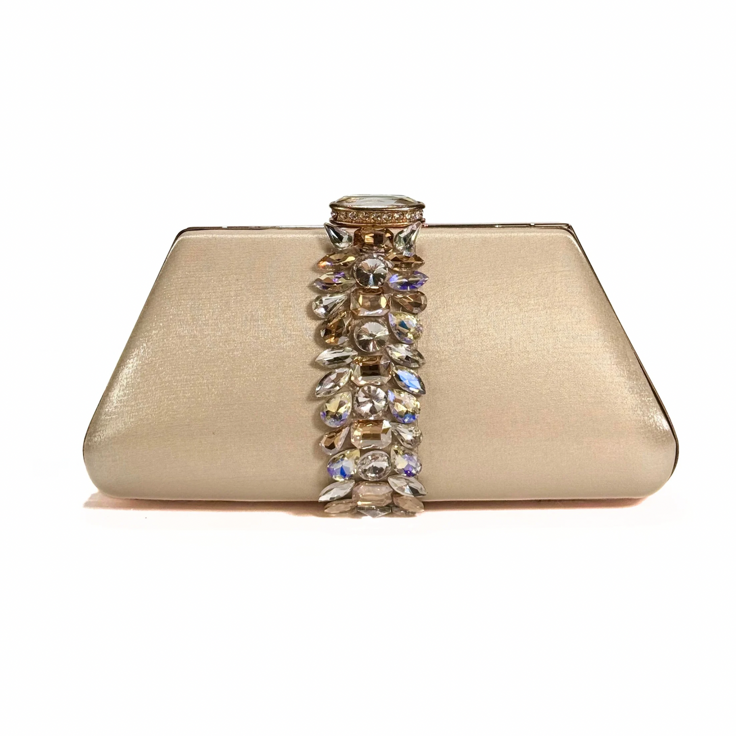 Midnight Crystal Embellished Clutch (Beige)