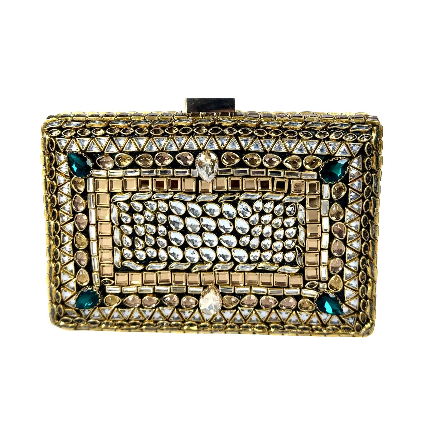 Kundan Jewel Clutch (Green)