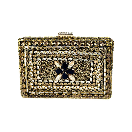 Kundan Jewel Clutch (Black)