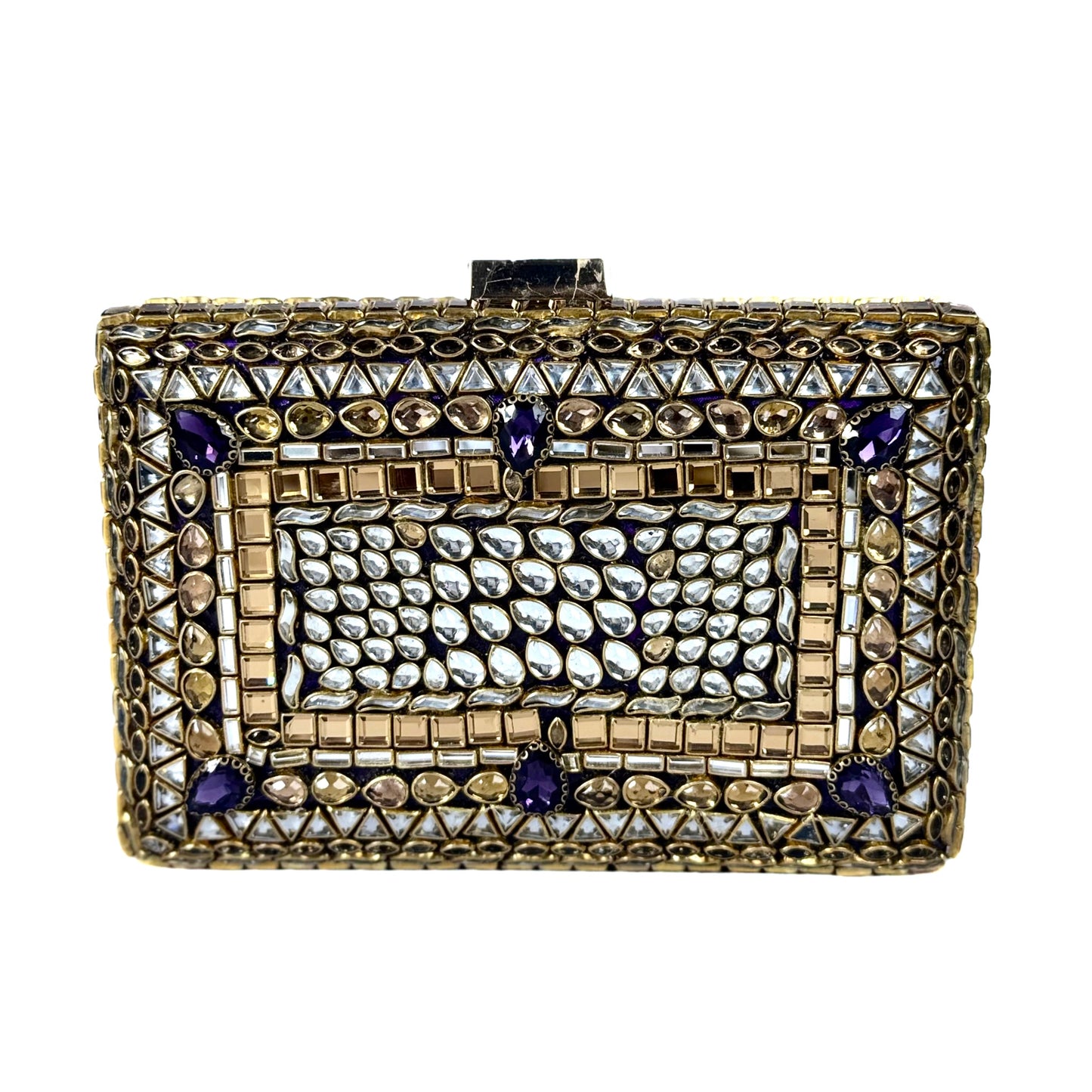 Kundan Jewel Clutch (Purple)