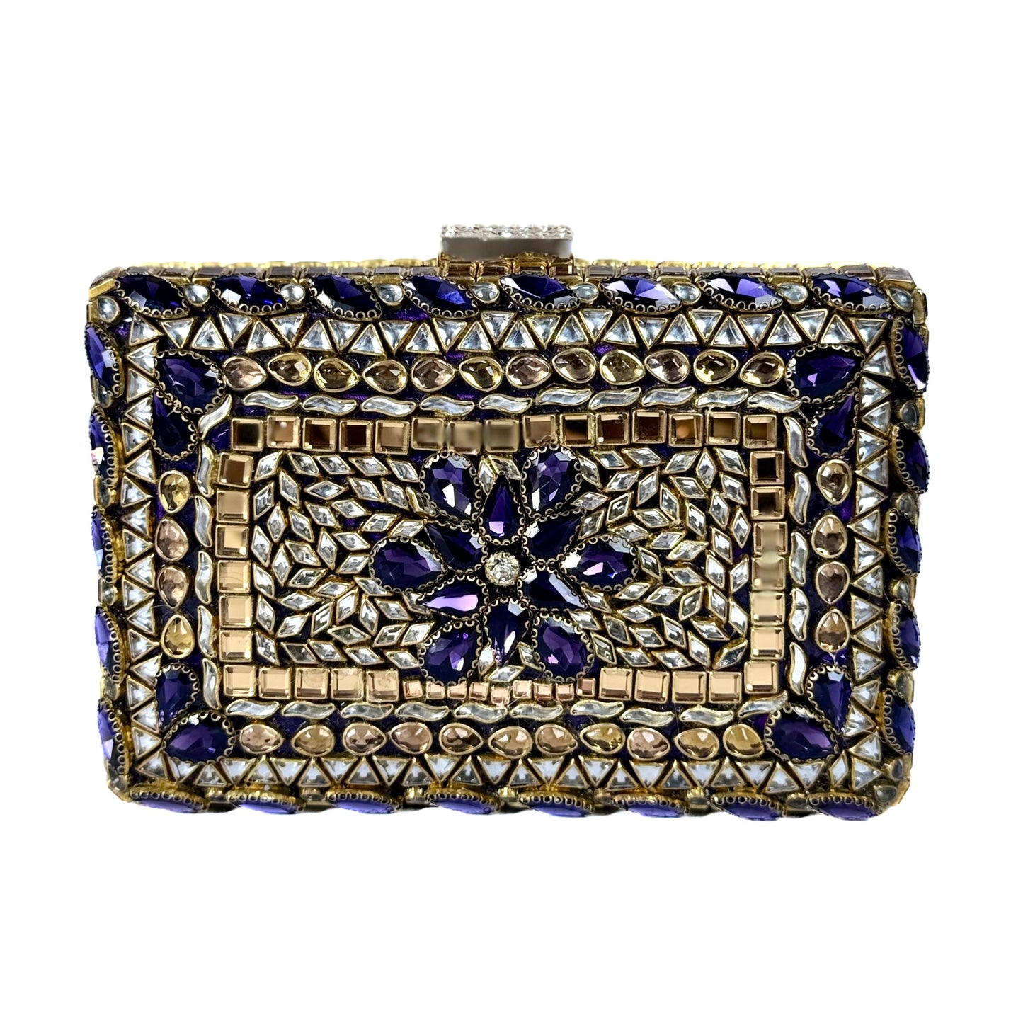 Kundan Jewel Clutch (Purple)