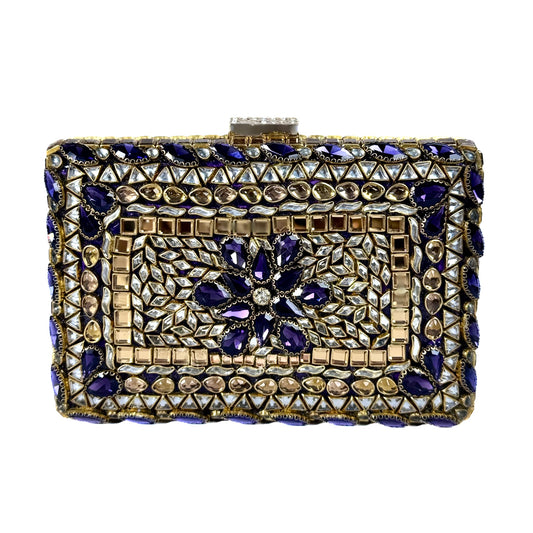 Kundan Jewel Clutch (Purple)
