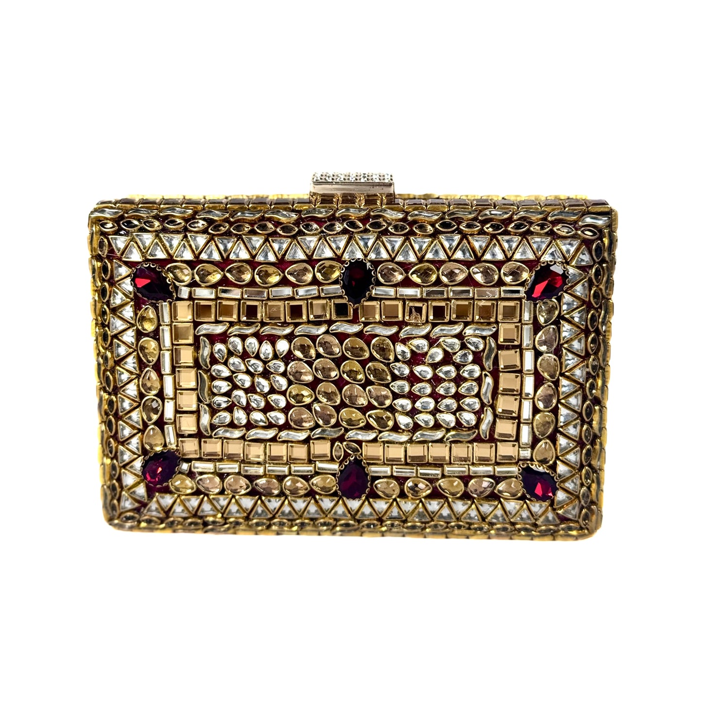 Kundan Jewel Clutch (Maroon)