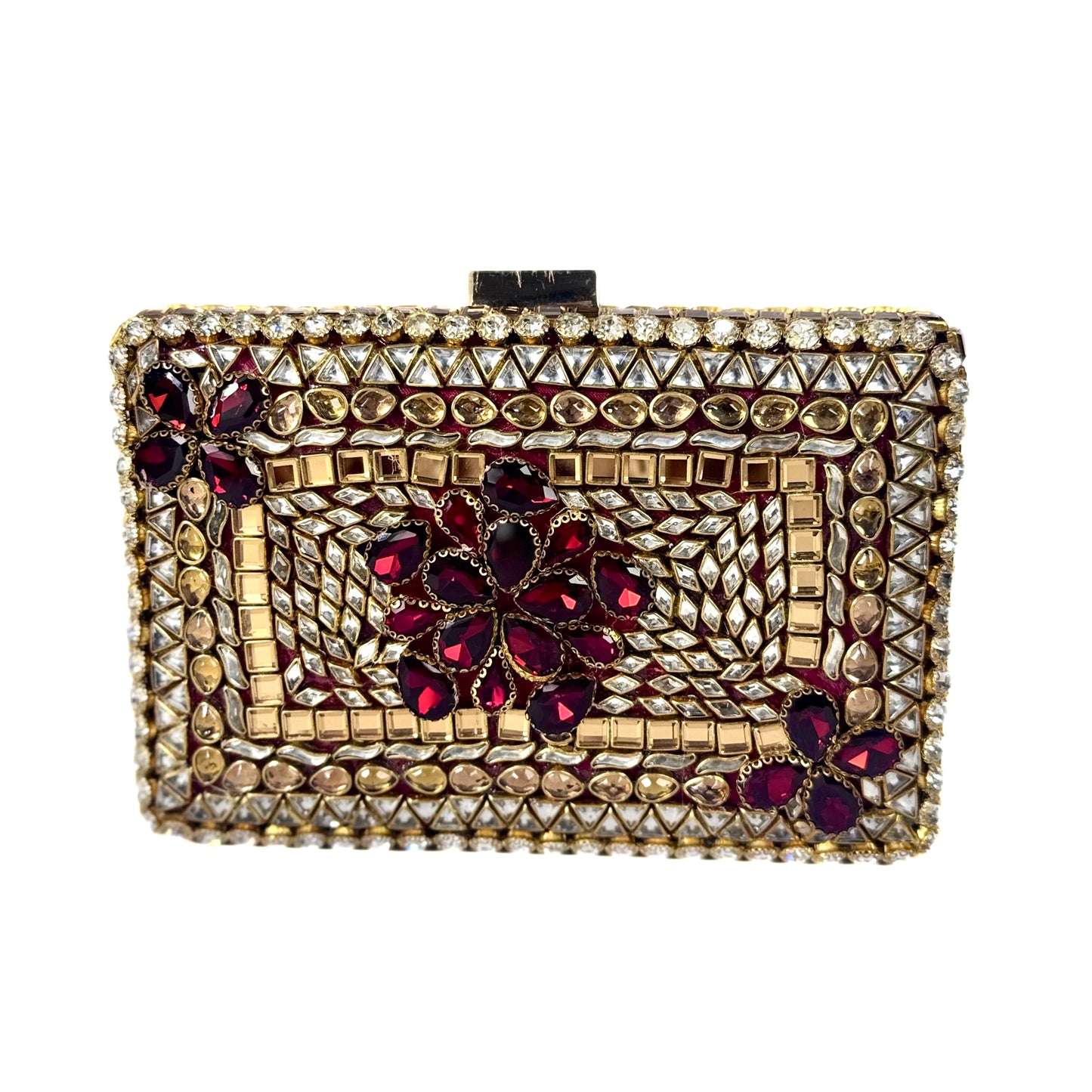 Kundan Jewel Clutch (Maroon)