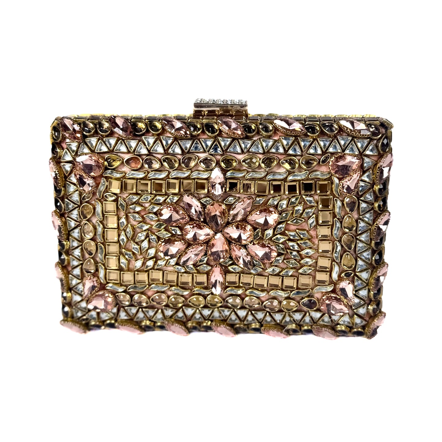 Kundan Jewel Clutch (Peach)