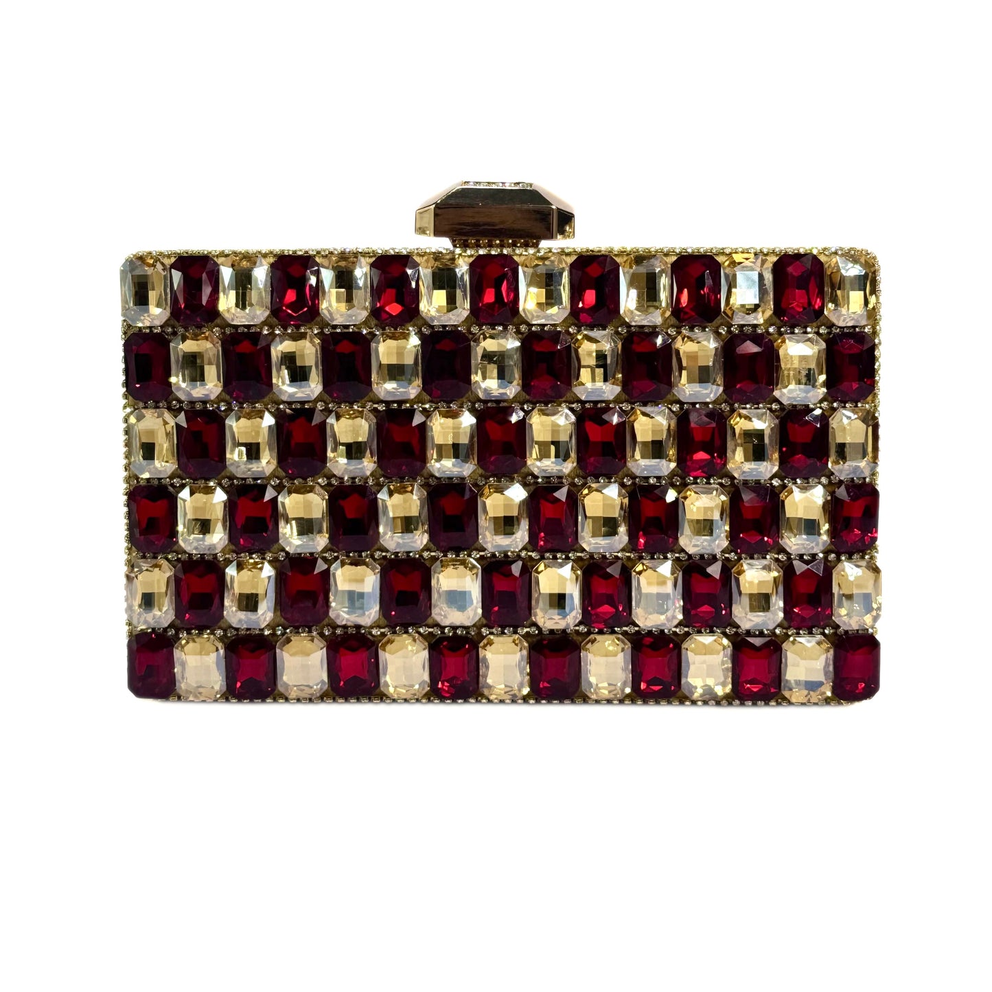 Crystal Embellished Stone Clutch (Maroon)
