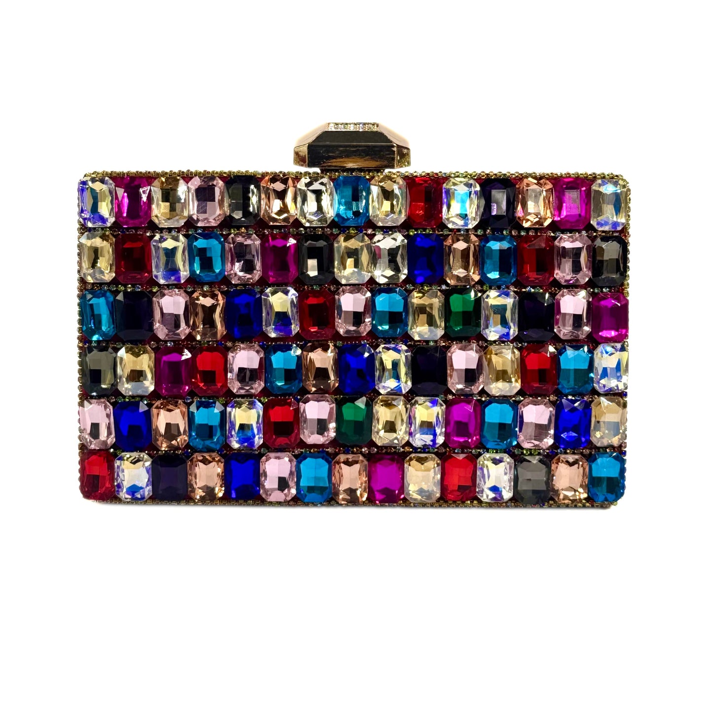 Crystal Embellished Stone Clutch (Multicolour)