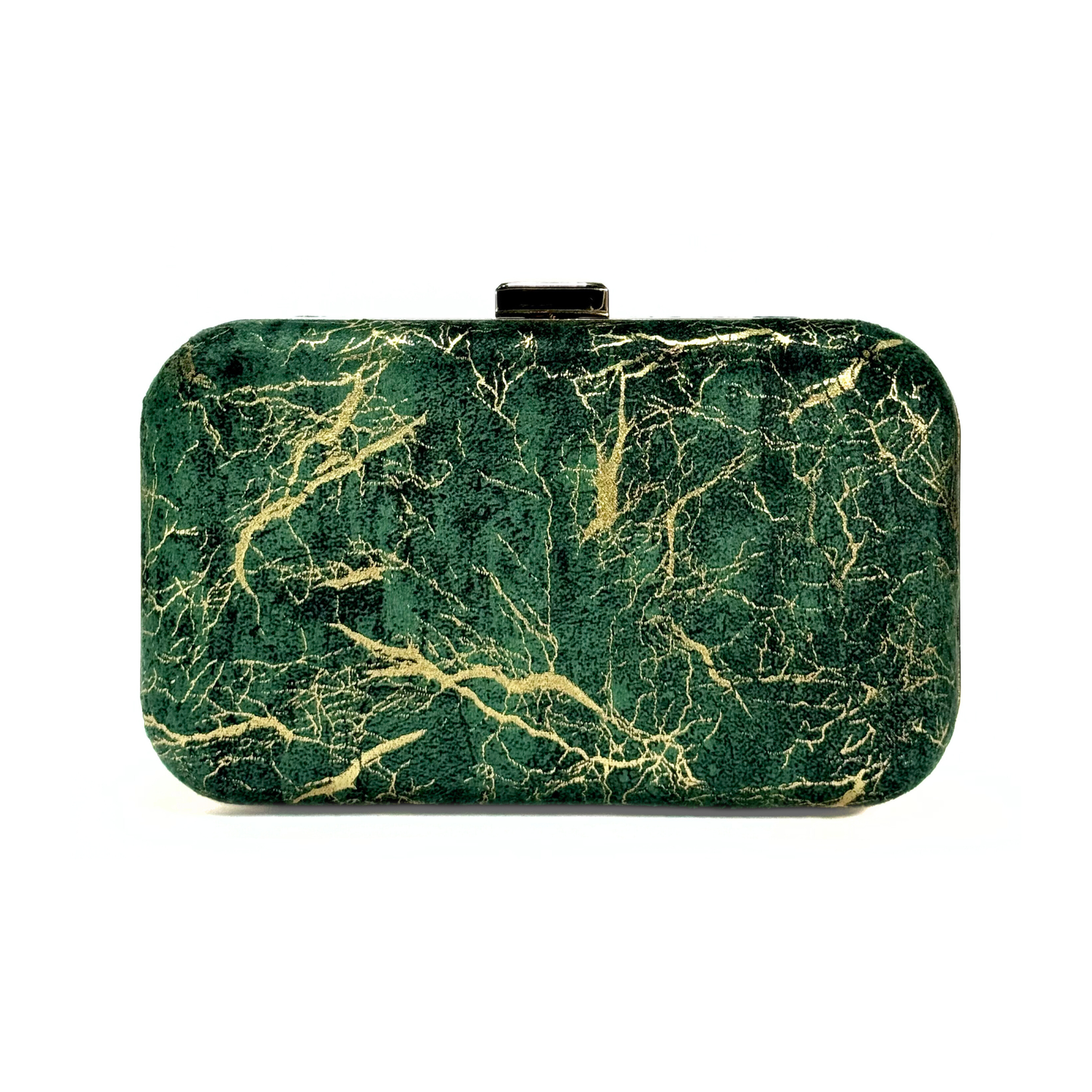 Marble Velvet Clutch (Dark Green)