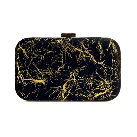 Marble Velvet Clutch (Black)