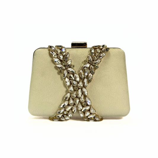 Majestic X Embelished Clutch (Beige)