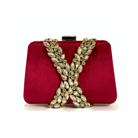 Majestic X Embelished Clutch (Maroon)