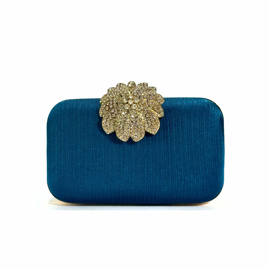 Crystal Bloom Brooch Clutch (Zinc)