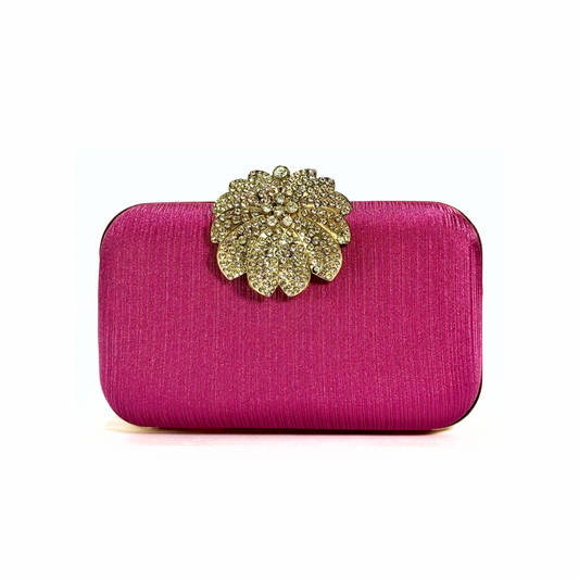 Crystal Bloom Brooch Clutch (Pink)