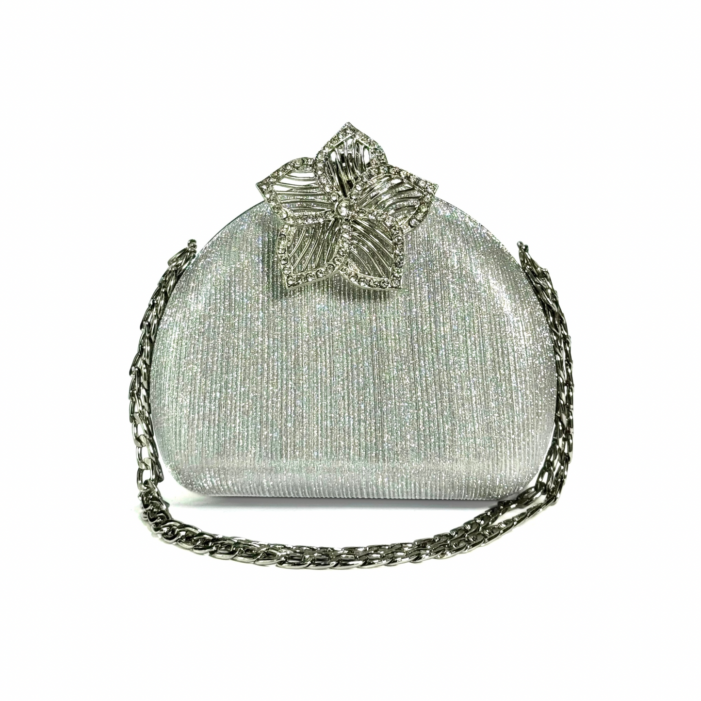 Silver Sparkle Bloom Clutch