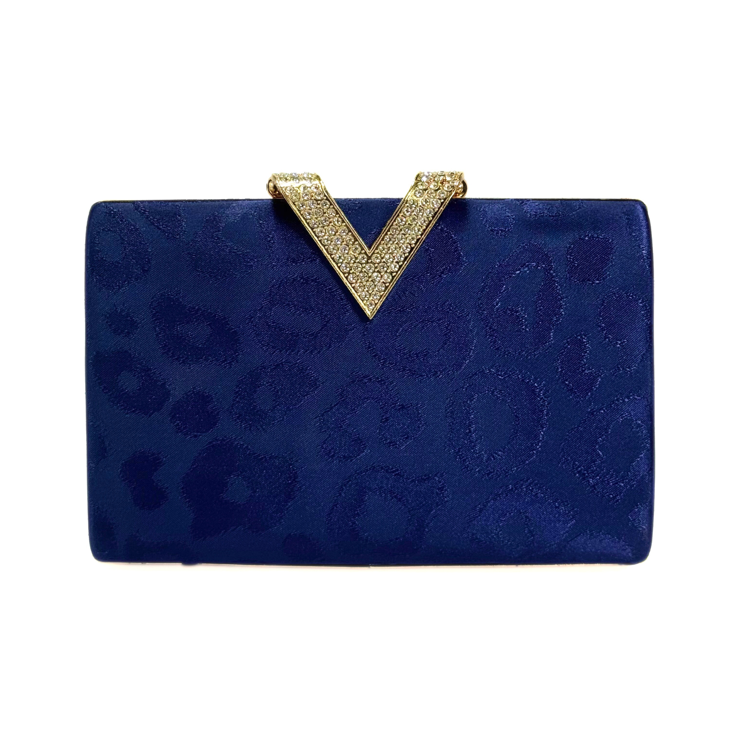 Elegant V Crystal Brooch Clutch (Blue)