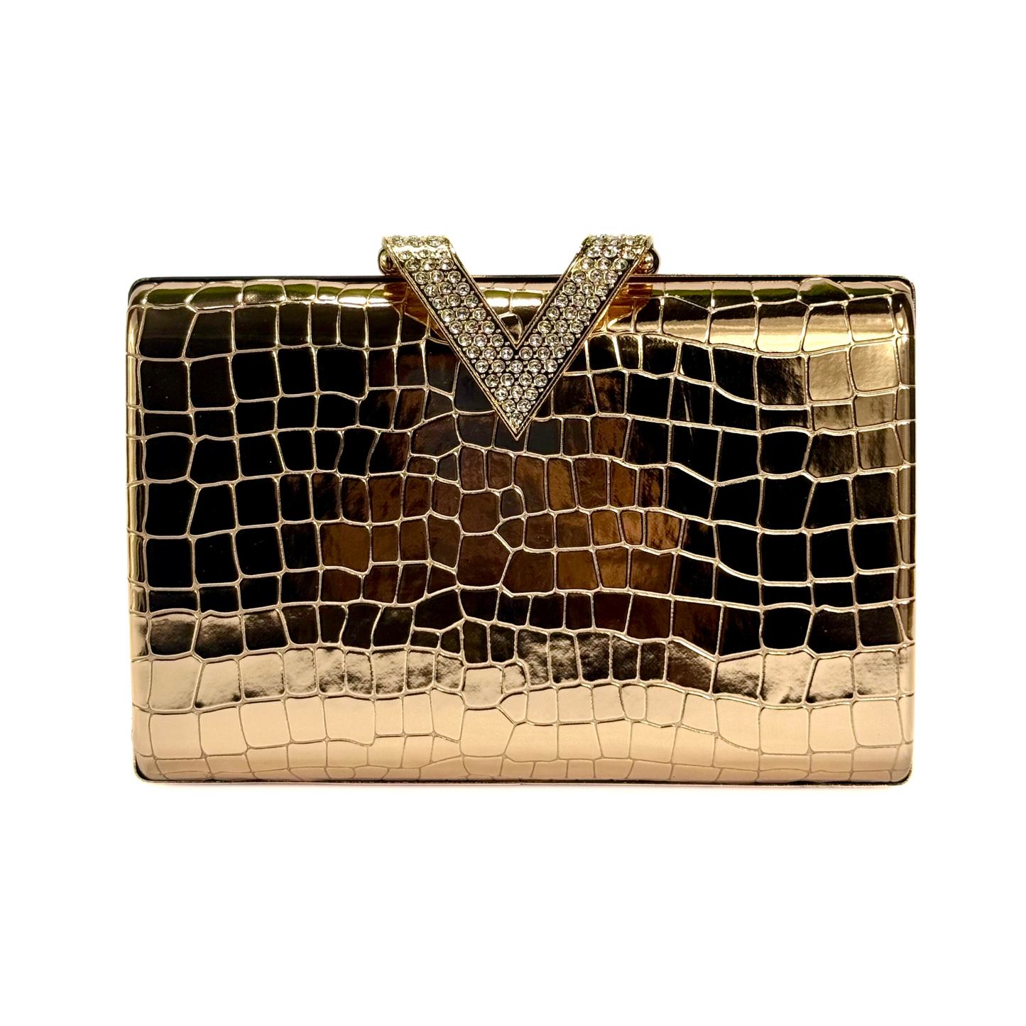 Golden V Brooch Clutch