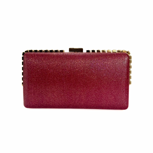 Shimmer Crystal Spike-Edge Clutch (Maroon)