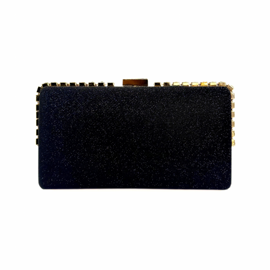 Shimmer Crystal Spike-Edge Clutch (Black)