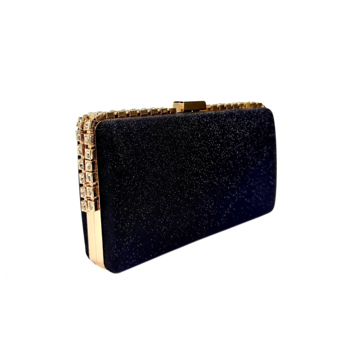 Shimmer Crystal Spike-Edge Clutch (Black)