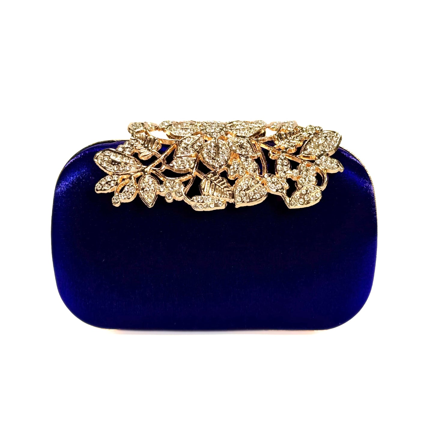 Crystal Leaf Brooch Clutch (Blue)
