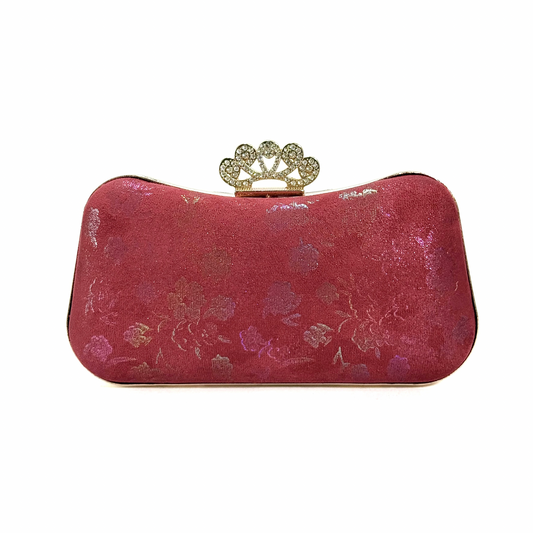 Floral Embossed Clutch (Maroon)