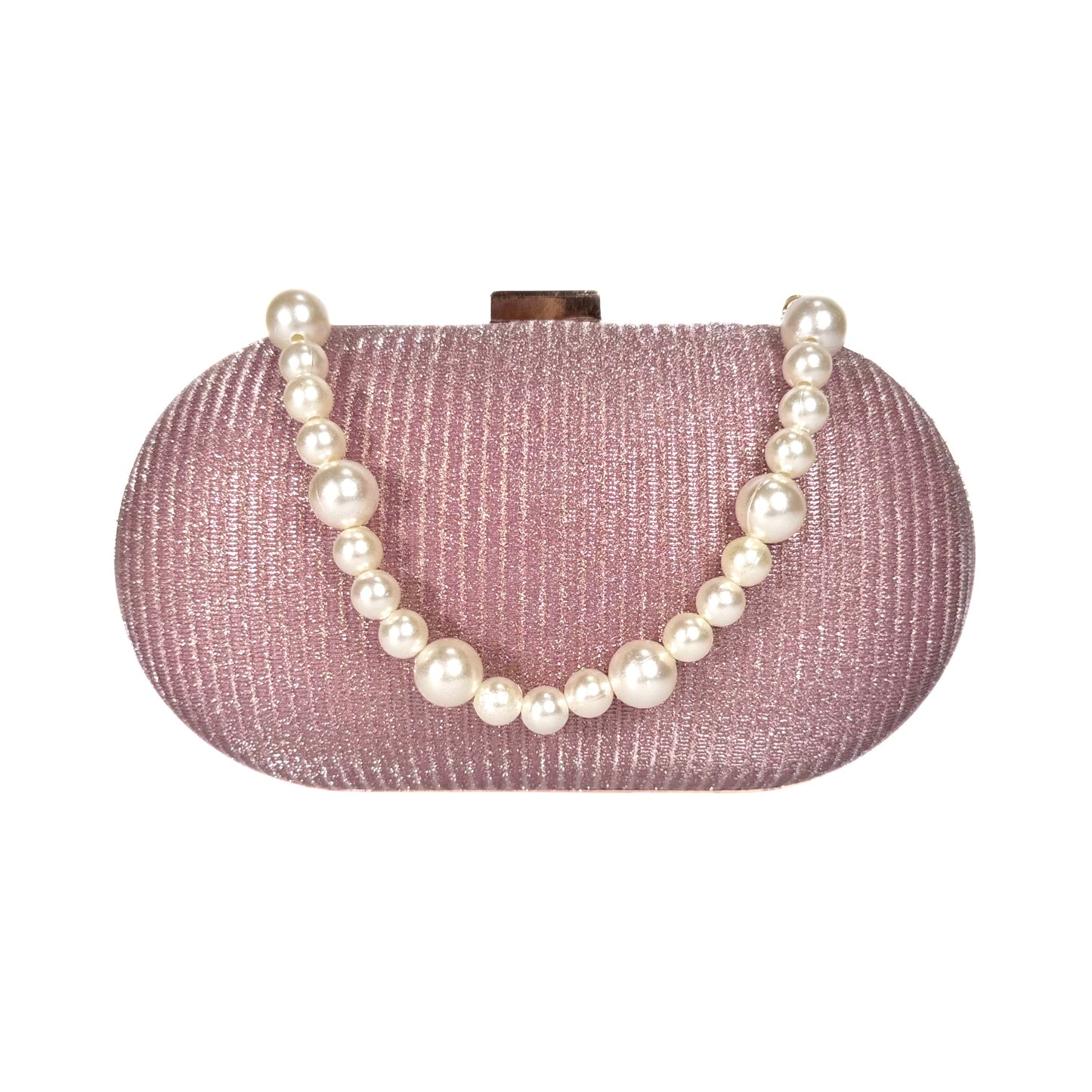 Oval Shimmer Evening Clutch (Pink)