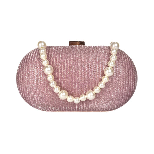 Oval Shimmer Evening Clutch (Pink)