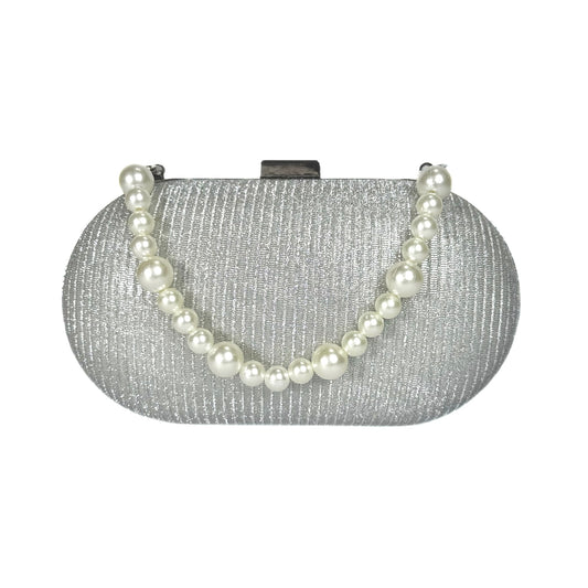 Oval Shimmer Evening Clutch (Silver)