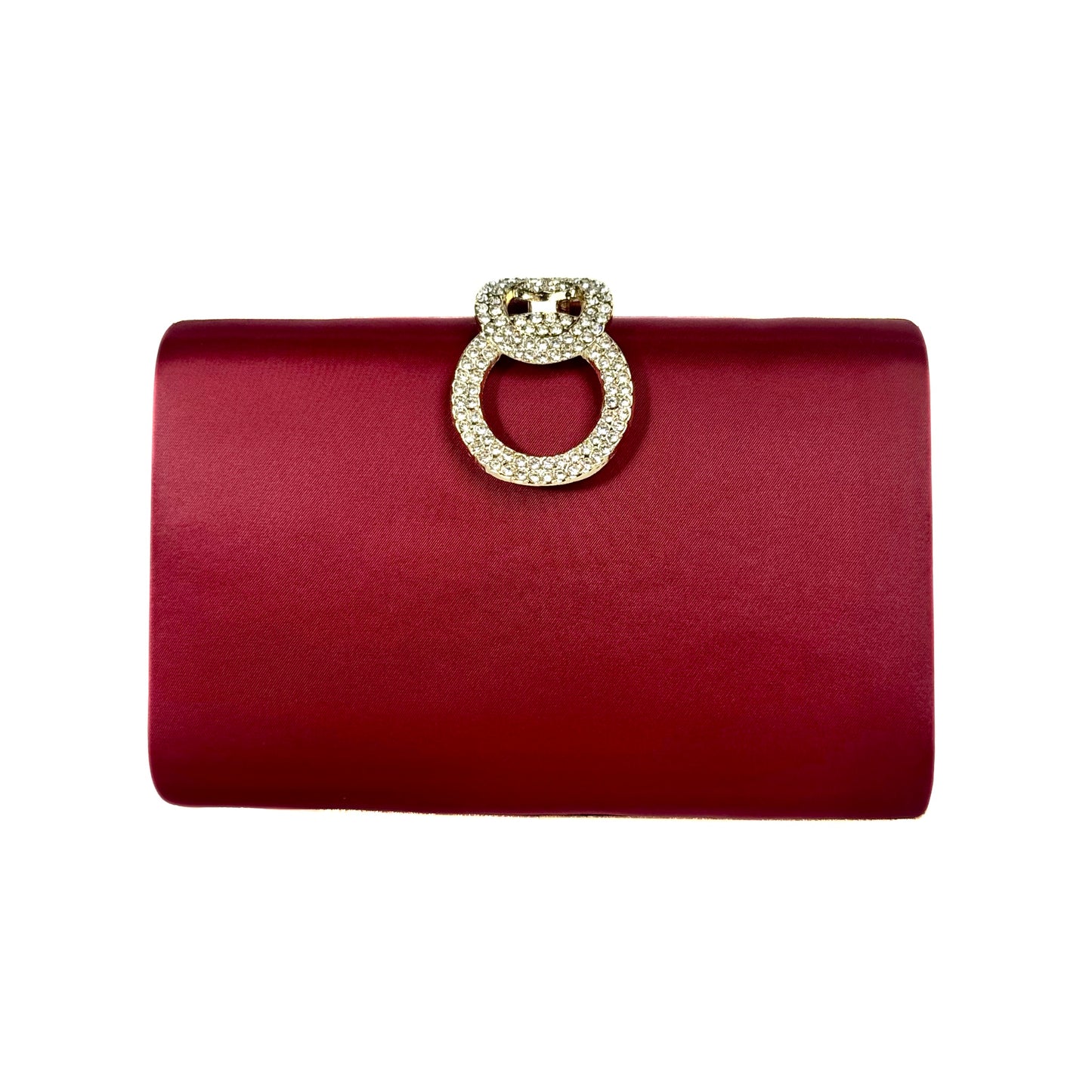 Elegant Crystal Brooch Clutch (Maroon)