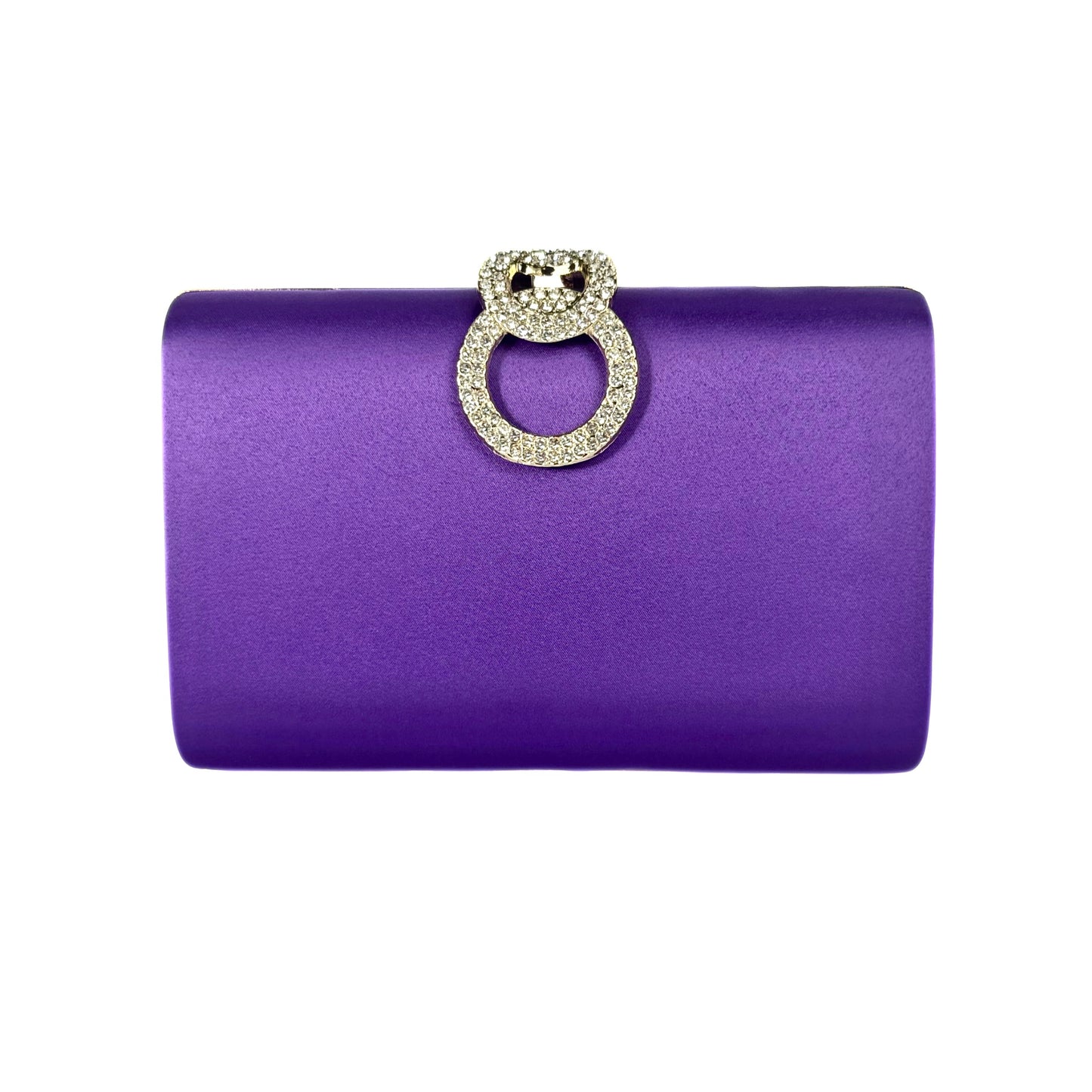 Elegant Crystal Brooch Clutch (Purple)