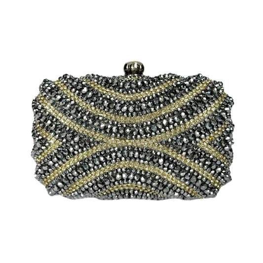 Crystal Beaded Clutch (Metallic Grey)