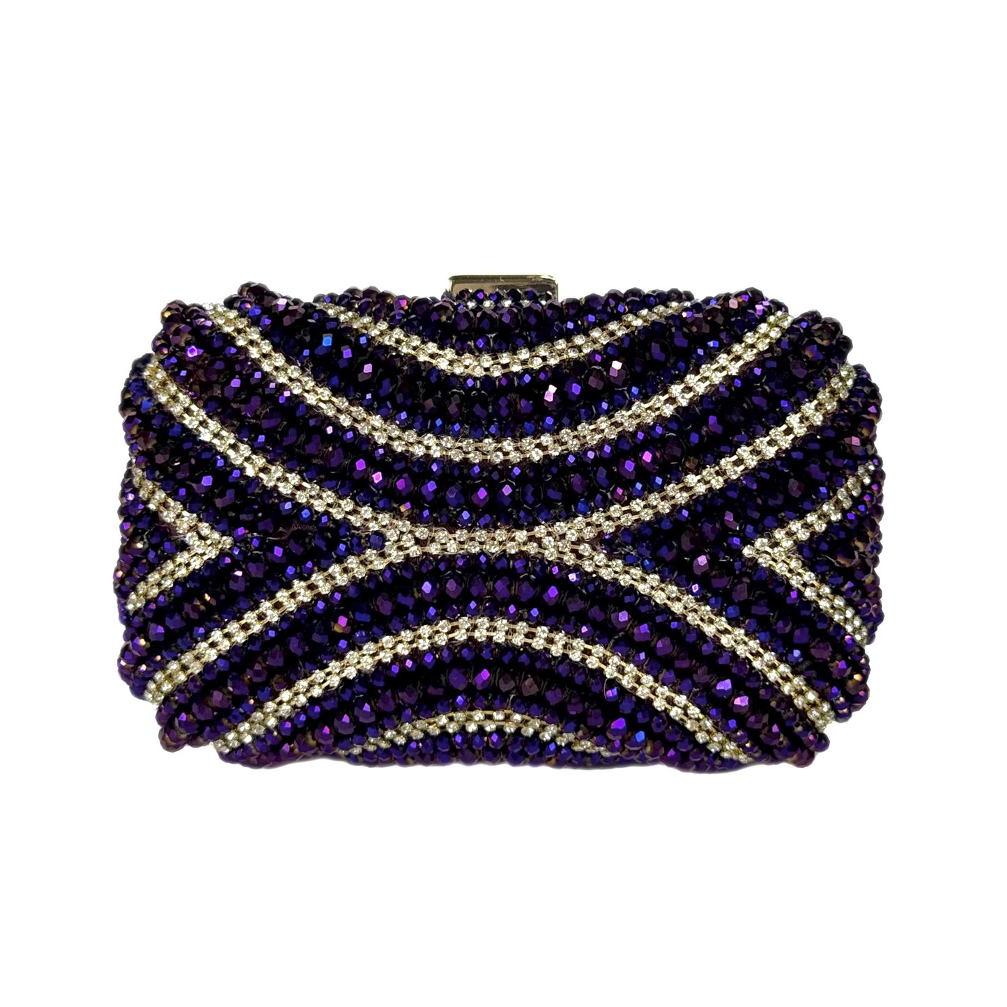 Crystal Beaded Clutch (Purple) (Front Side Embellished)